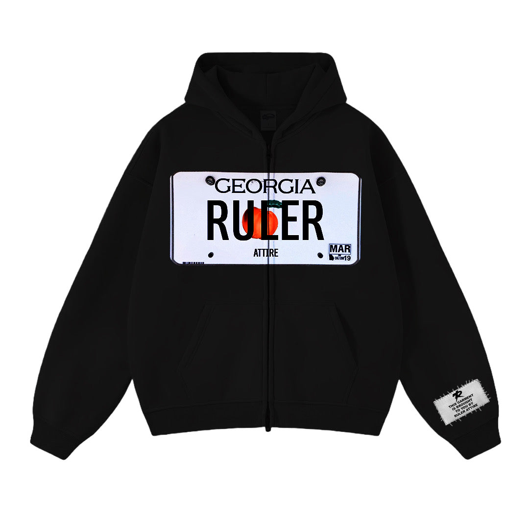 Black "License" zip up