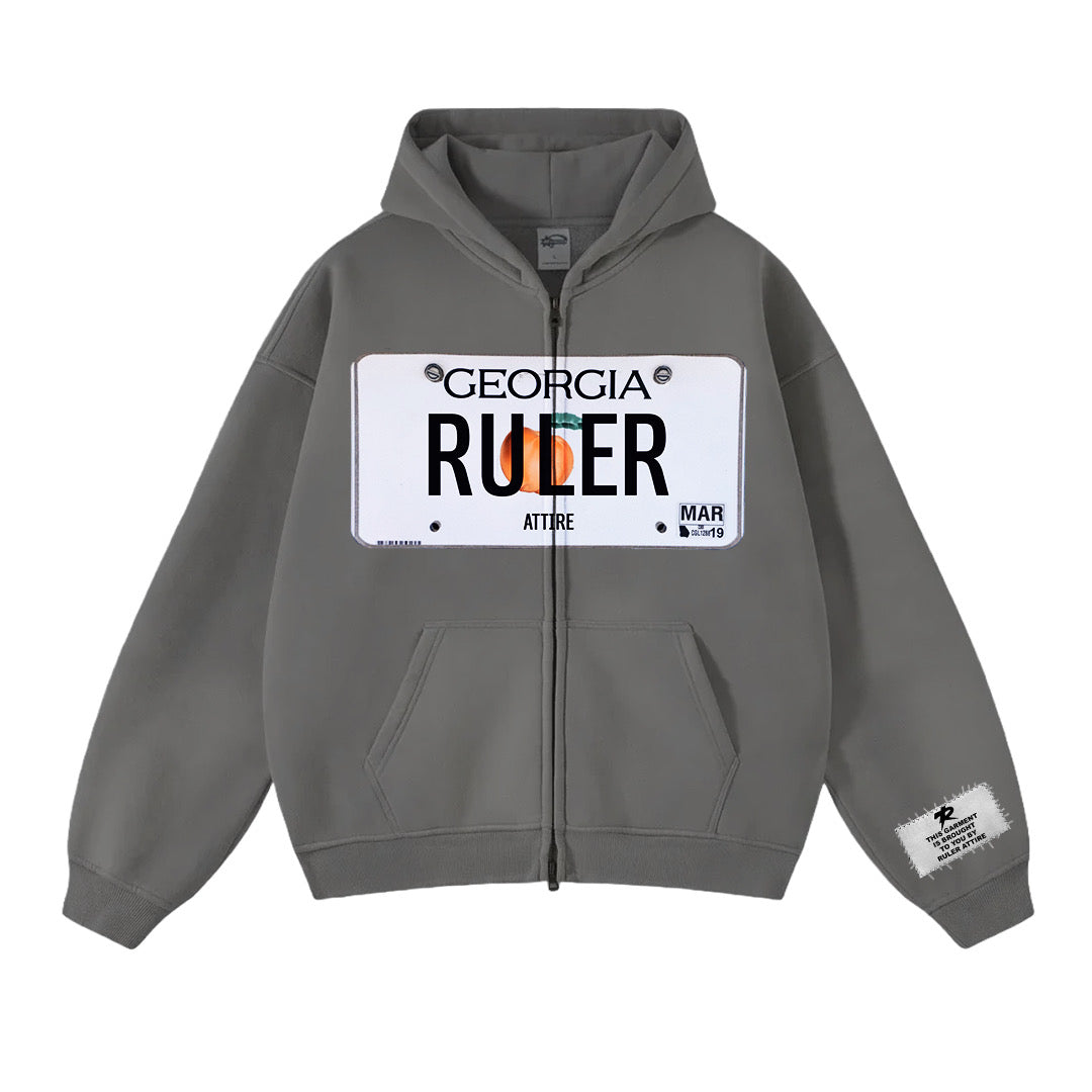 Grey "License" zip up